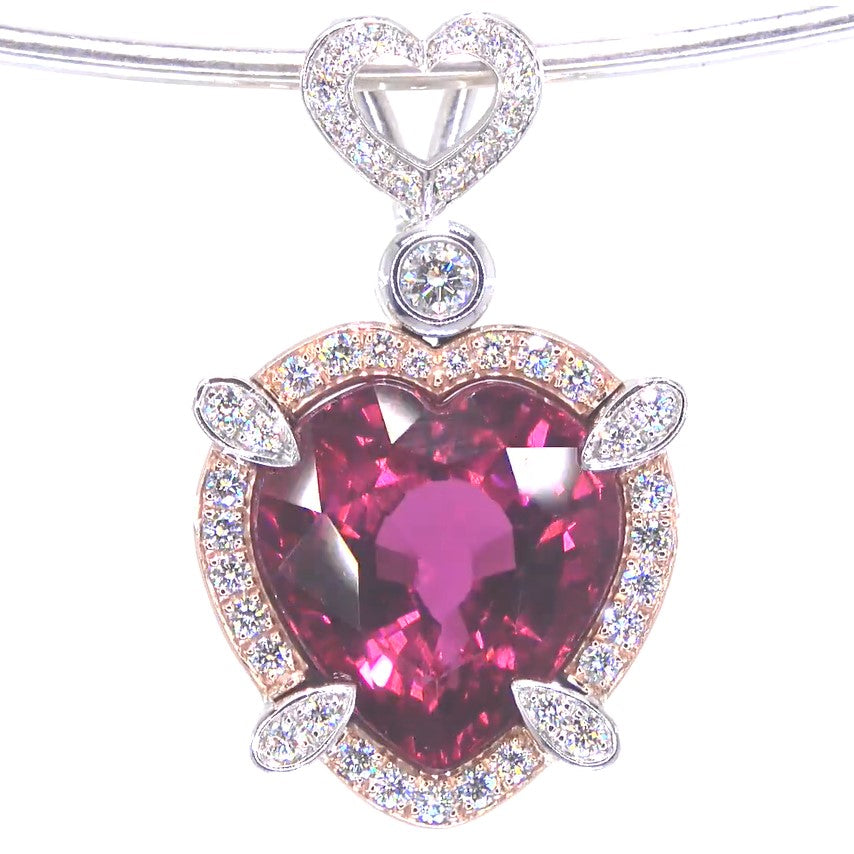 RR00200 - Pendants, 18kt 2-Tone, Red Tourmaline-Rubellite, Mid-century