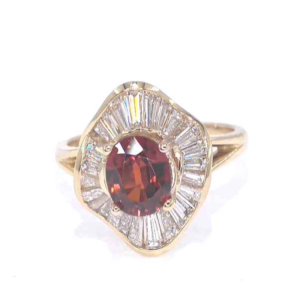 RR00010 - Rings, 18kt Yellow Gold, Spessartine Garnet, Retro