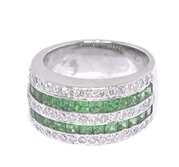 RR00017 - Rings, 14kt White Gold, Tsavorite Garnet, Modern