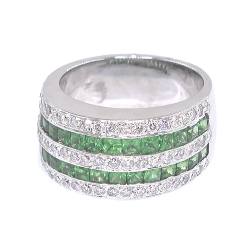 RR00017 - Rings, 14kt White Gold, Tsavorite Garnet, Modern