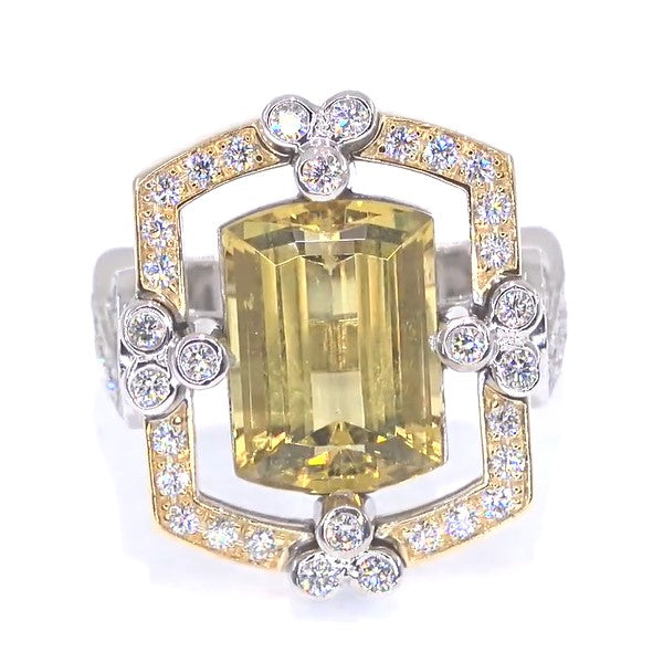 RR00024 - Rings, 18kt 2-Tone, Golden Beryl-Heliodor, Retro