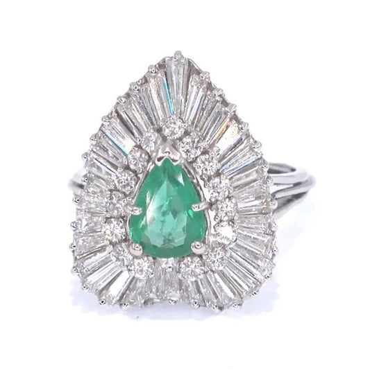 RR00029 - Rings, Platinum, Emerald, Art Nouveau