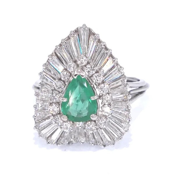 RR00029 - Rings, Platinum, Emerald, Art Nouveau