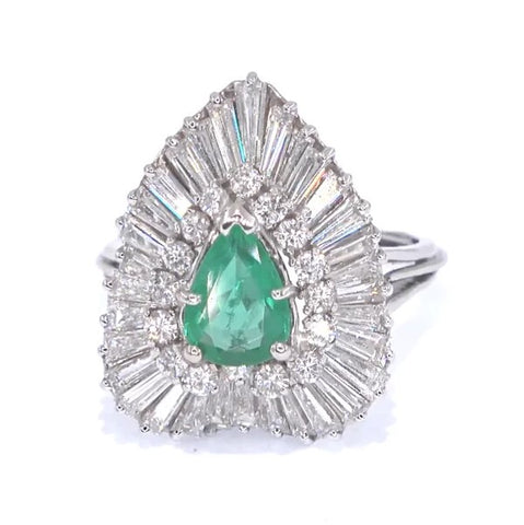 RR00029 - Rings, Platinum, Emerald, Art Nouveau