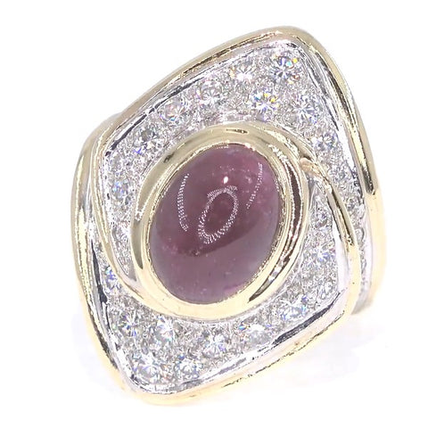 RR00033 - Rings, 18kt 2-Tone, Ruby, Mid-century