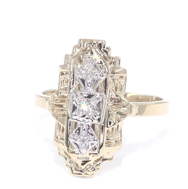 RR00035 - Rings, 14kt Yellow Gold, Diamond, Retro