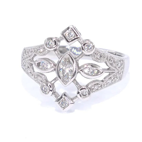 RR00046 - Rings, 14kt White Gold, Diamond, Art Nouveau