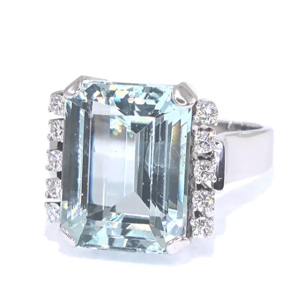 RR00051 - Rings, 14kt White Gold, Aquamarine, Mid-century