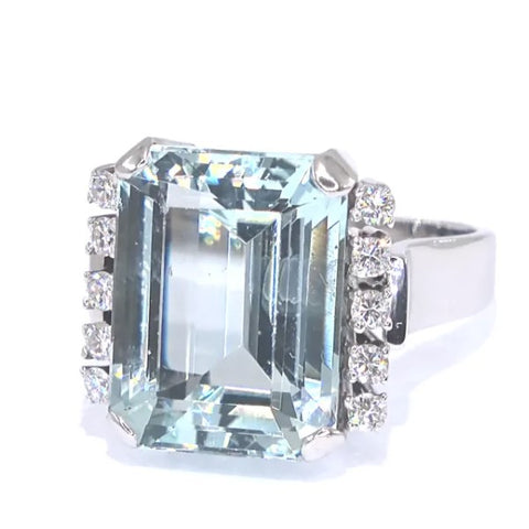 RR00051 - Rings, 14kt White Gold, Aquamarine, Mid-century