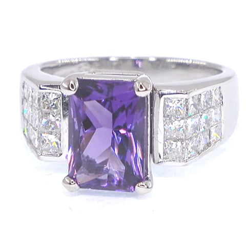 RR00056 - Rings, 14kt White Gold, Amethyst Quartz, Contemporary