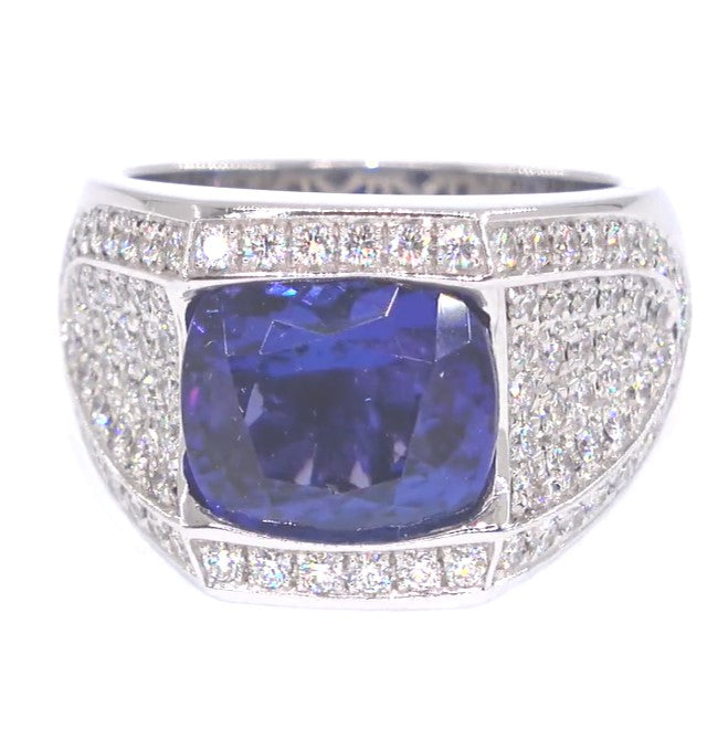 RR00082 - Rings, 18kt White Gold, Tanzanite, Art Nouveau