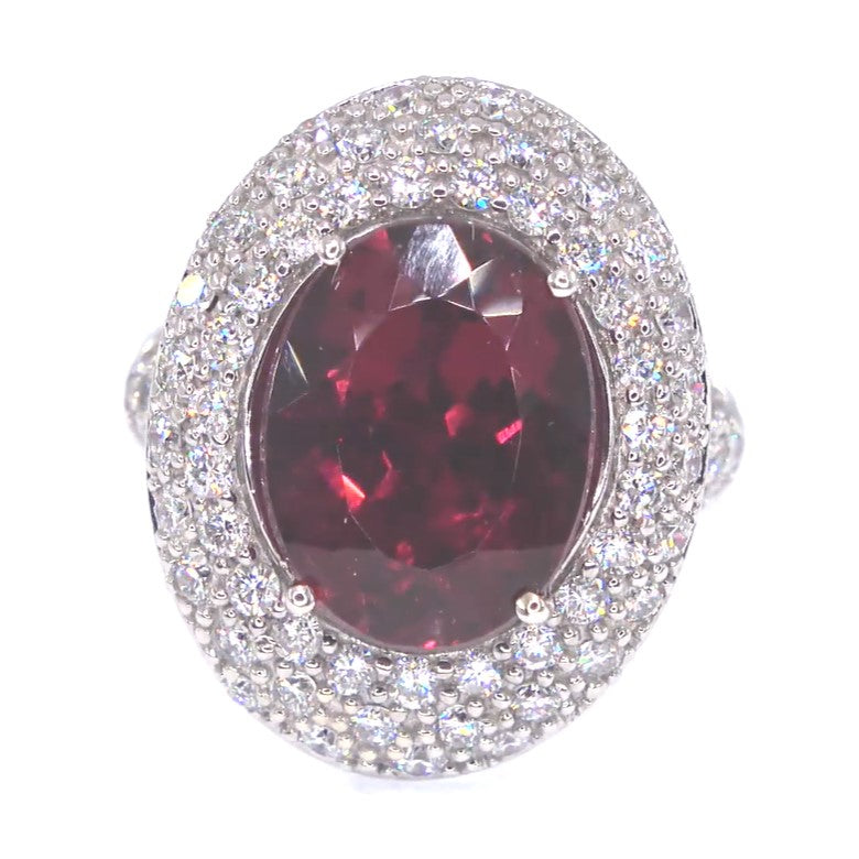 RR00083 - Rings, 14kt White Gold, Red Tourmaline-Rubellite, Art Nouveau
