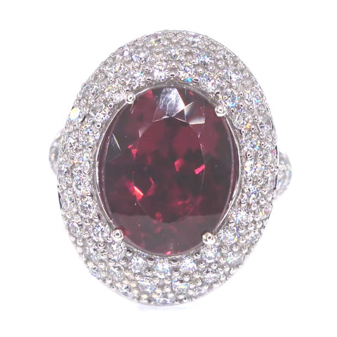 RR00083 - Rings, 14kt White Gold, Red Tourmaline-Rubellite, Art Nouveau