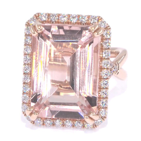 RR00087 - Rings, 14kt Rose Gold, Morganite, Contemporary