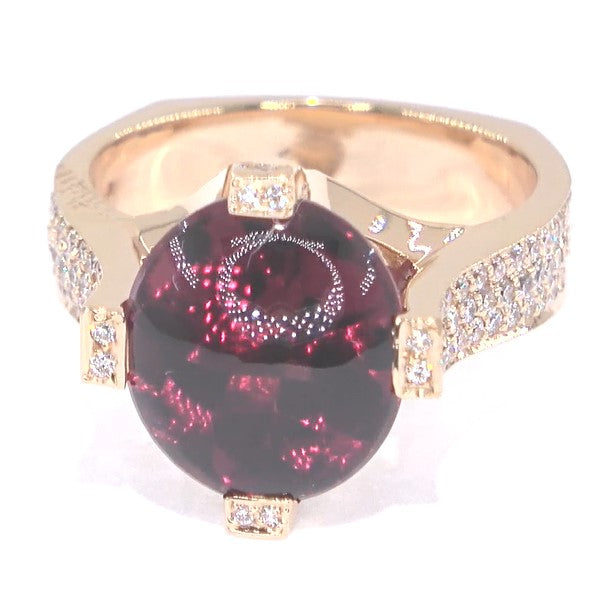 RR00102 - Rings, 18kt Yellow Gold, Rhodolite Garnet, Modern