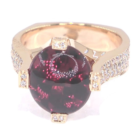 RR00102 - Rings, 18kt Yellow Gold, Rhodolite Garnet, Modern