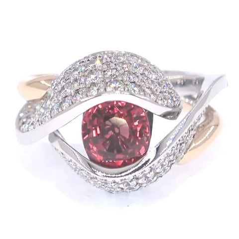 RR00101 - Rings, 18kt 2-Tone, Spessartine Garnet, Retro