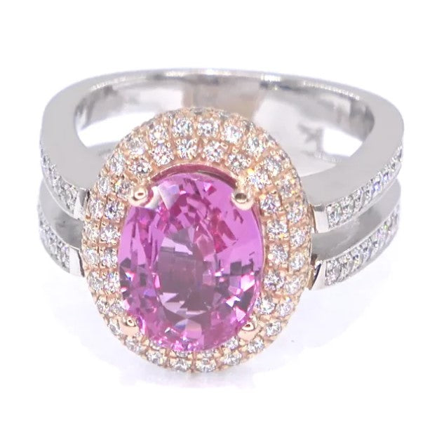 RR00097 - Rings, 18kt 2-Tone, Pink Sapphire, Modern