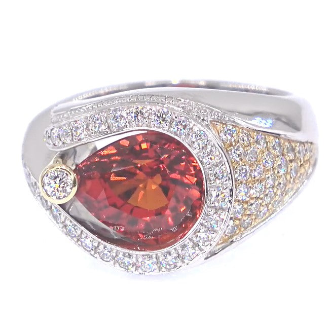 RR00095 - Rings, 18kt White Gold, Spessartine Garnet, Modern