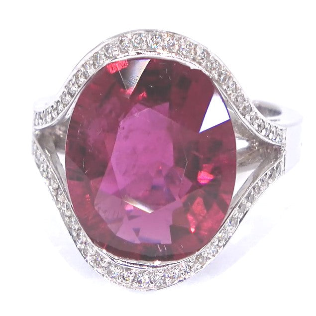 RR00093 - Rings, 18kt White Gold, Red Tourmaline-Rubellite, Modern