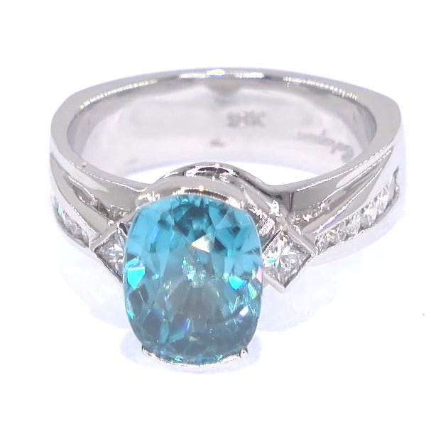 RR00090 - Rings, 18kt White Gold, Blue Zircon, Contemporary
