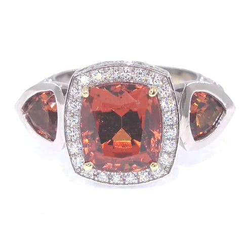 RR00114 - Rings, 18kt White Gold, Spessartine Garnet, Retro