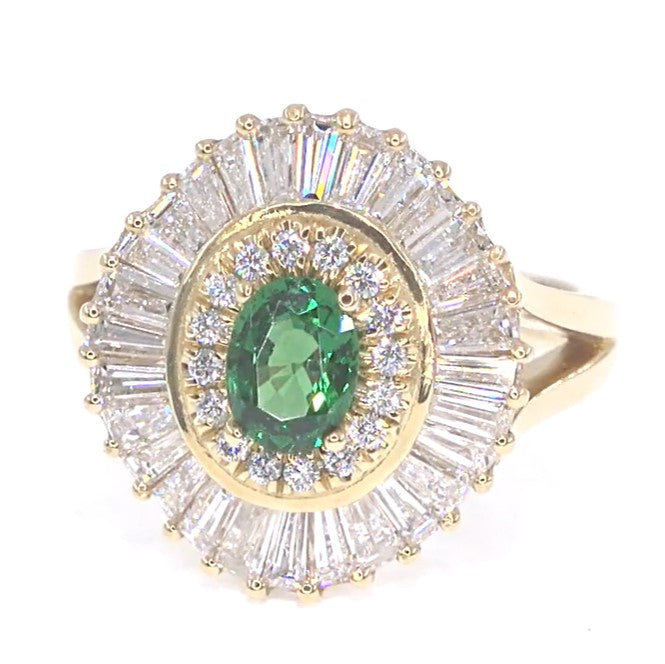RR00112 - Rings, 18kt Yellow Gold, Tsavorite Garnet, Retro