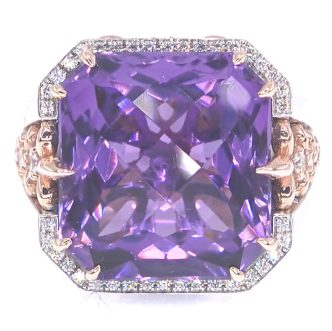RR00107 - Rings, 14kt 2-Tone, Amethyst Quartz, Contemporary