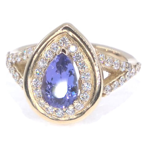 RR00106 - Rings, 14kt Yellow Gold, Tanzanite, Retro