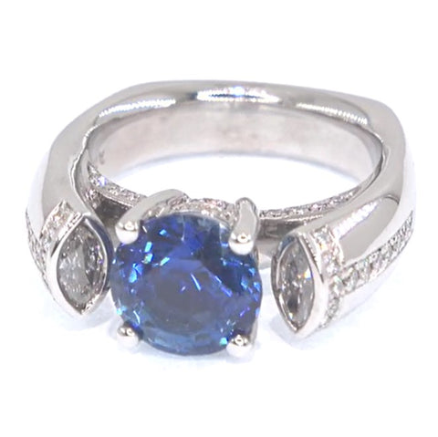 RR00103 - Rings, 18kt White Gold, Sapphire, Contemporary