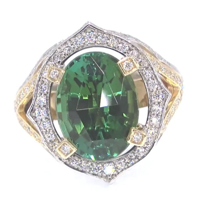 RR00104 - Rings, 18kt 2-Tone, Tourmaline, Modern