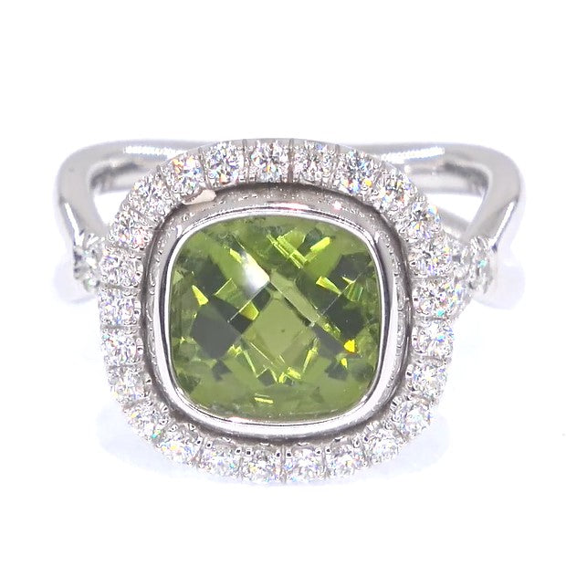 RR00119 - Rings, 14kt White Gold, Peridot, Modern