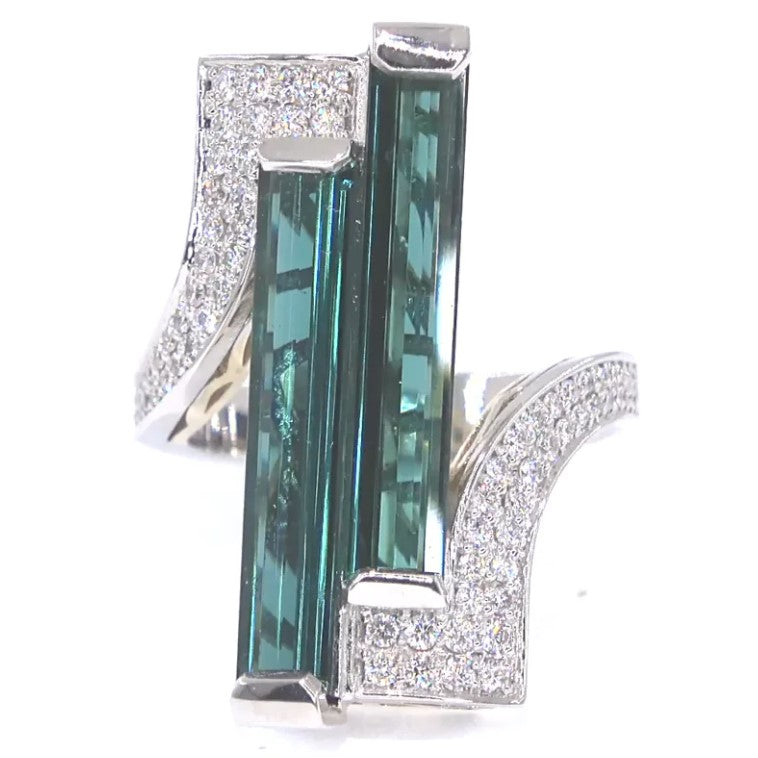 RR00148 - Rings, 14kt 2-Tone, Green Tourmaline, Modern