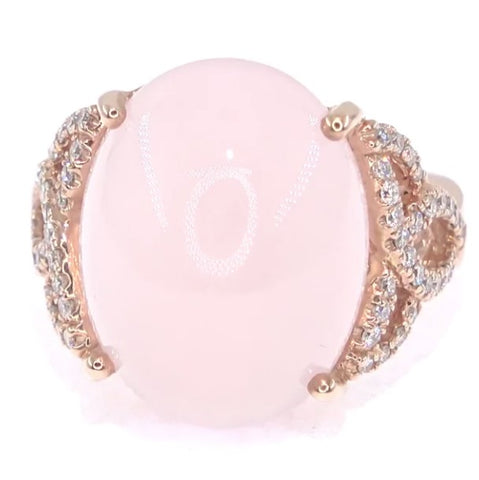 RR00147 - Rings, 14kt Rose Gold, Rose Quartz, Art Nouveau
