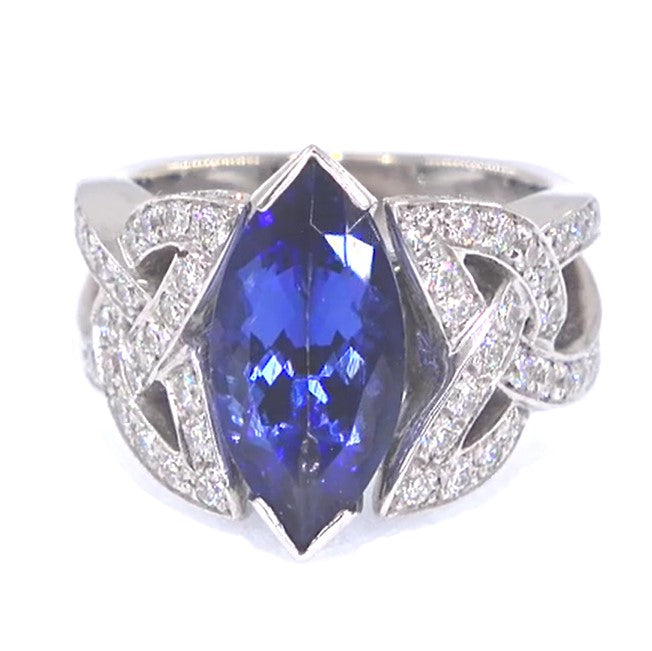 RR00143 - Rings, 18kt White Gold, Tanzanite, Retro