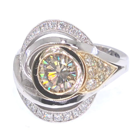 RR00132 - Rings, 14kt 2-Tone, Diamond, Art Nouveau