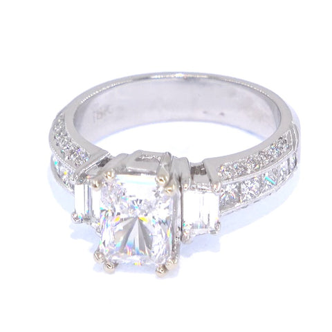 RR00172 - Semi-Mounts, 18kt White Gold, CZ, Mid-century