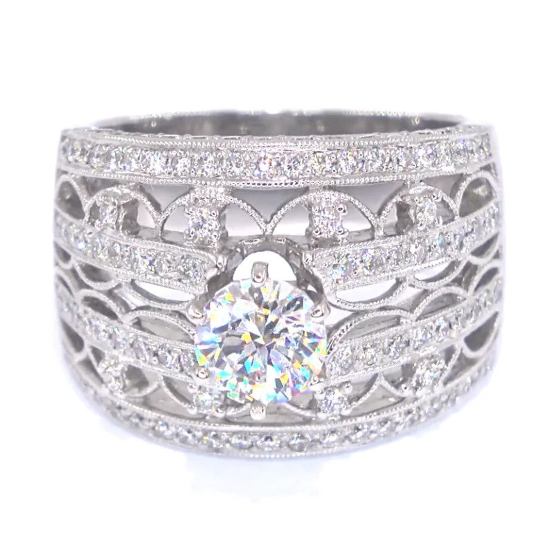 RR00171 - Semi-Mounts, 18kt White Gold, CZ, Mid-century