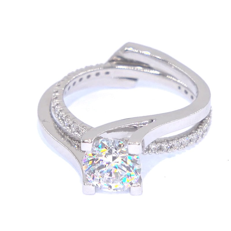 RR00170 - Semi-Mounts, 14kt White Gold, CZ, Modern