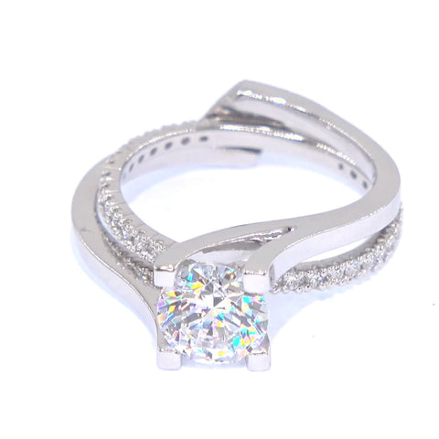 RR00170 - Semi-Mounts, 14kt White Gold, CZ, Modern