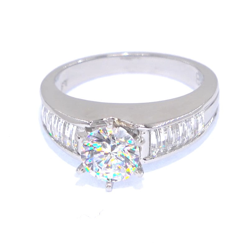 RR00168 - Semi-Mounts, Platinum, CZ, Art Deco