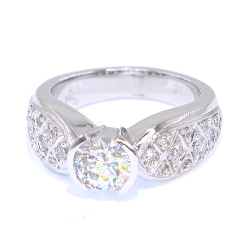 RR00165 - Semi-Mounts, 18kt White Gold, CZ, Art Nouveau