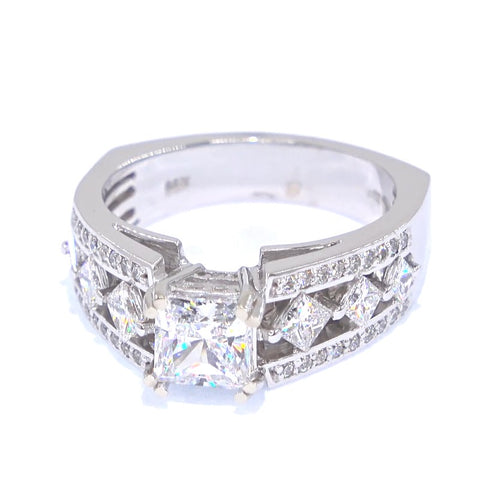 RR00163 - Semi-Mounts, 14kt White Gold, CZ, Retro