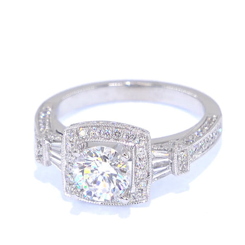 RR00162 - Semi-Mounts, 14kt White Gold, CZ, Mid-century