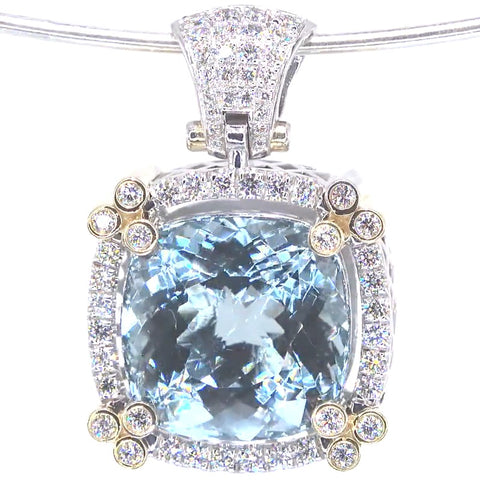 RR00198 - Pendants, 14kt 2-Tone, Aquamarine, Contemporary