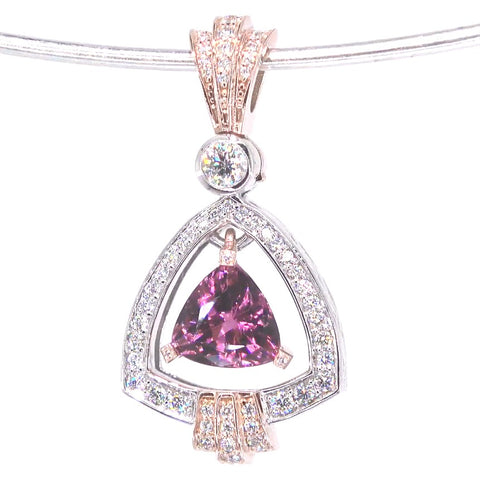 RR00201 - Pendants, 14kt 2-Tone, Pink Tourmaline, Modern
