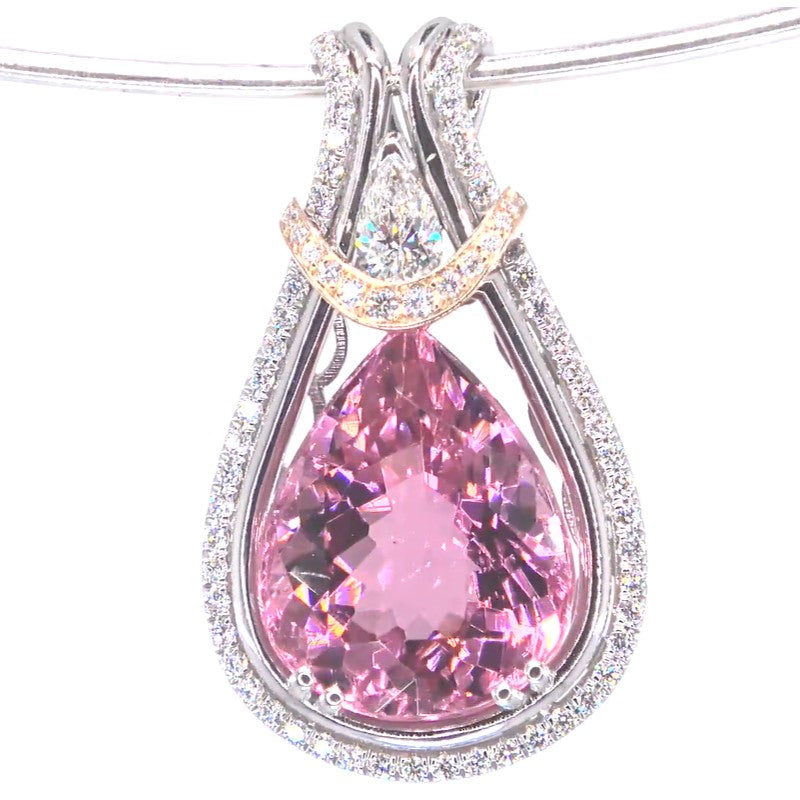 RR00206 - Pendants, 18kt 2-Tone, Pink Tourmaline, Art Nouveau
