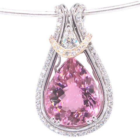RR00206 - Pendants, 18kt 2-Tone, Pink Tourmaline, Art Nouveau