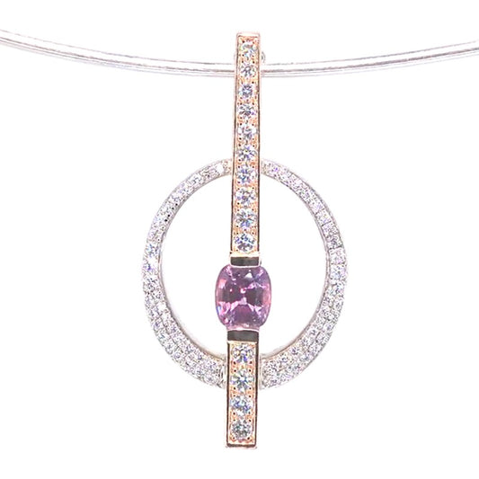 RR00209 - Pendants, 18kt 2-Tone, Pink Sapphire, Modern