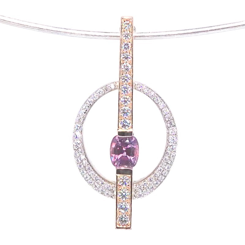 RR00209 - Pendants, 18kt 2-Tone, Pink Sapphire, Modern